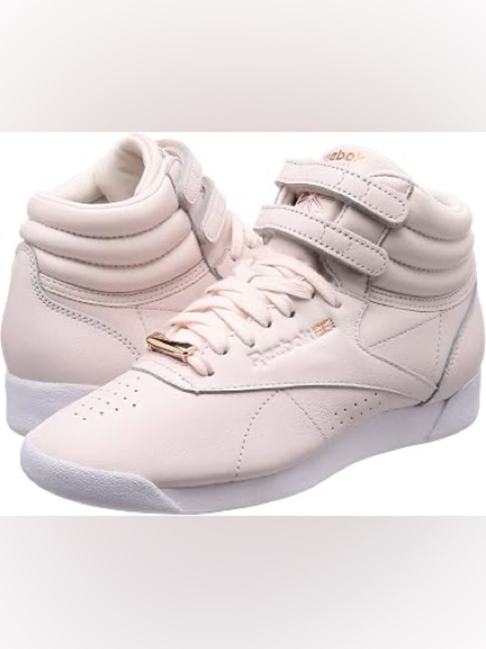 Reebok Freestyle Hi Muted Pale Pink High-Top Sneakers with Rose Gold Accents